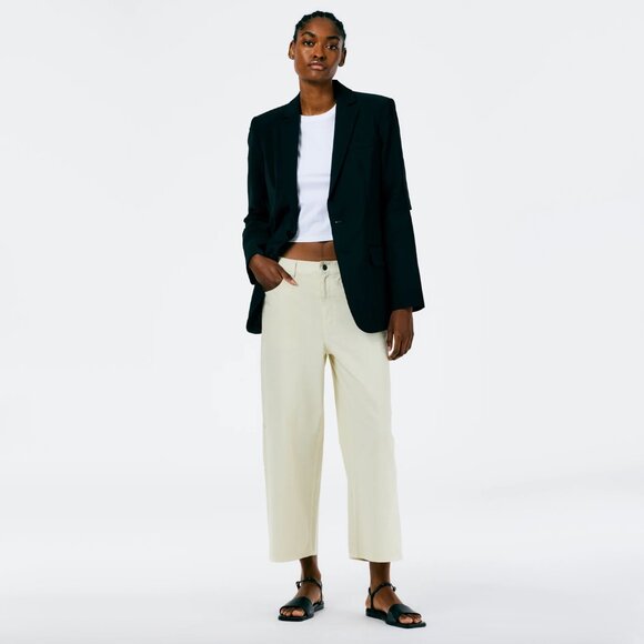 Tibi Garment Dyed Twill Cropped Slouchy Carpenter Jean in Cream, size 32 - Picture 9 of 9